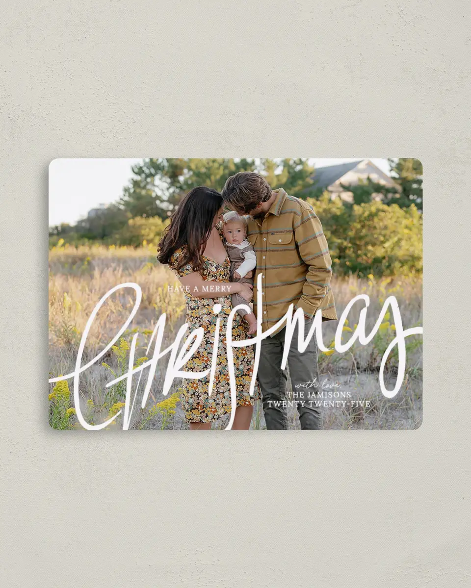 This is a 4" x 5½" Christmas Card called Celebrating Christmas printed in full color with a Luxe Satin finish