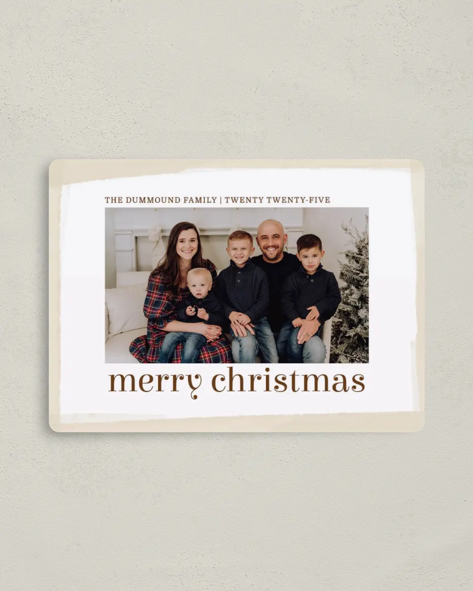 This is a 4" x 5½" Christmas Card called Watercolor Wonderland printed in full color with a Luxe Satin finish