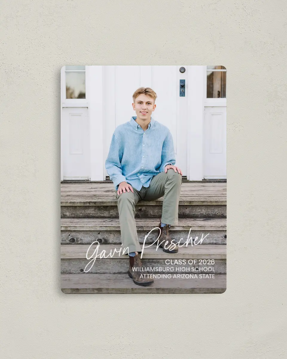 This is a 4" x 5½" Graduation Announcement Magnet called Simple Grad printed in full color with a Luxe Satin finish