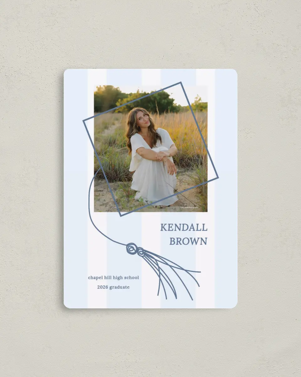 This is a 4" x 5½" Graduation Announcement Magnet called Graduation Art printed in full color with Gold foil and a Luxe Satin finish