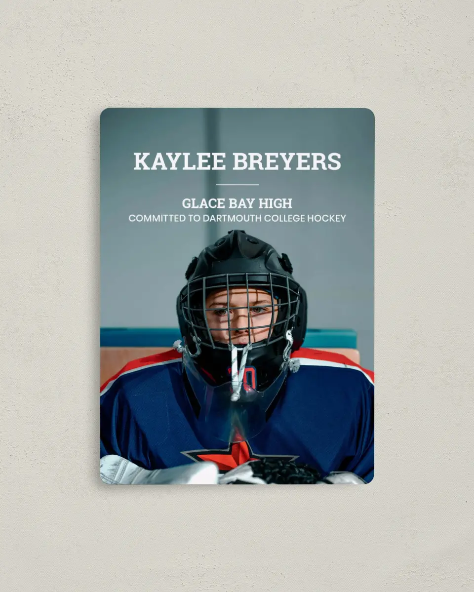 This is a 4" x 5½" Graduation Announcement Magnet called Sports Graduate printed in full color with a Luxe Satin finish