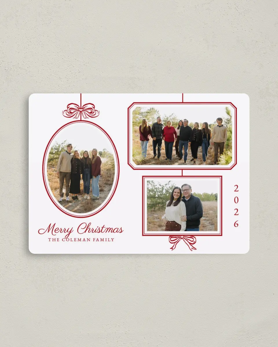 This is a 4" x 5½" Christmas Card called Framed Gallery printed in full color with a Luxe Satin finish