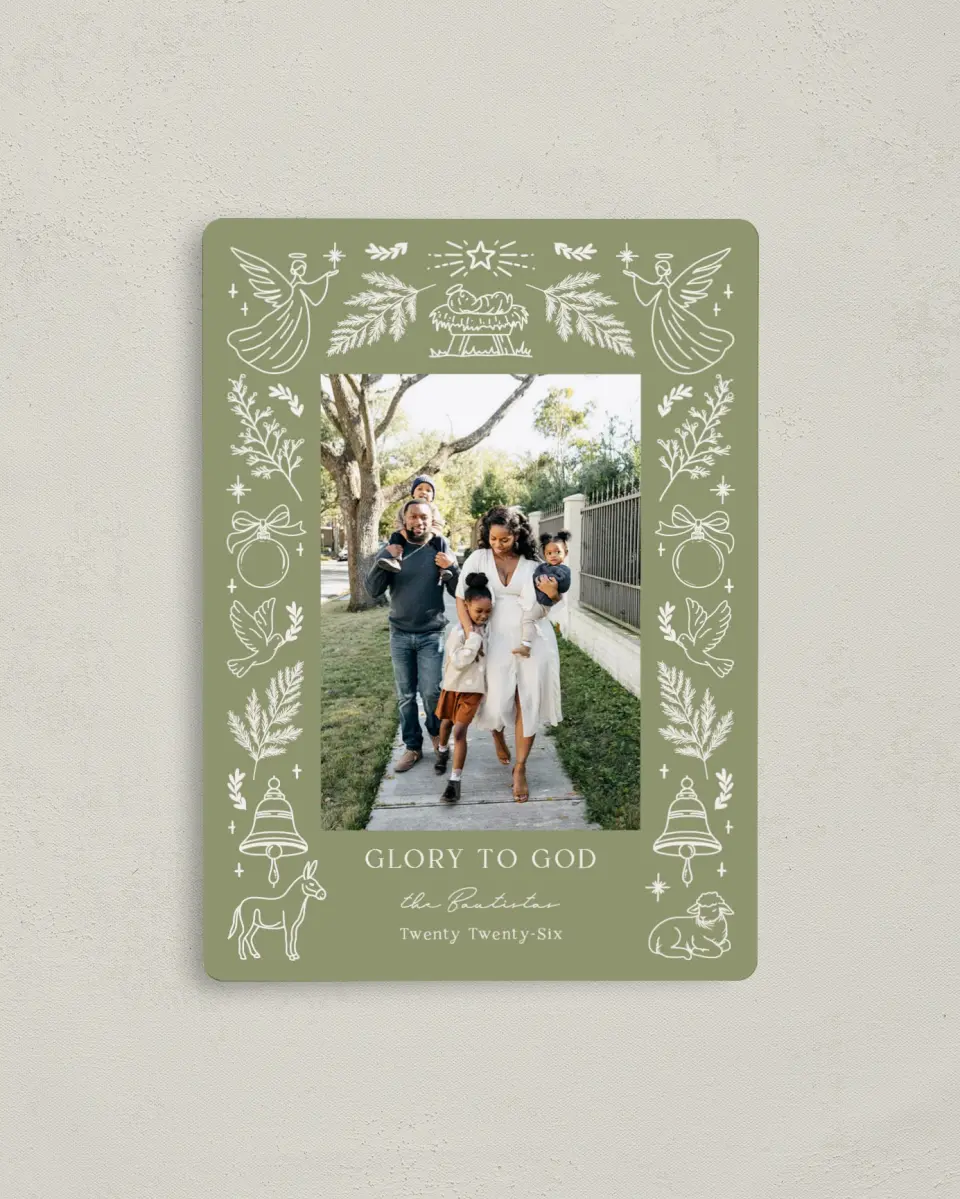 This is a 4" x 5½" Christmas Card called Love Came Down printed in full color with a Luxe Satin finish