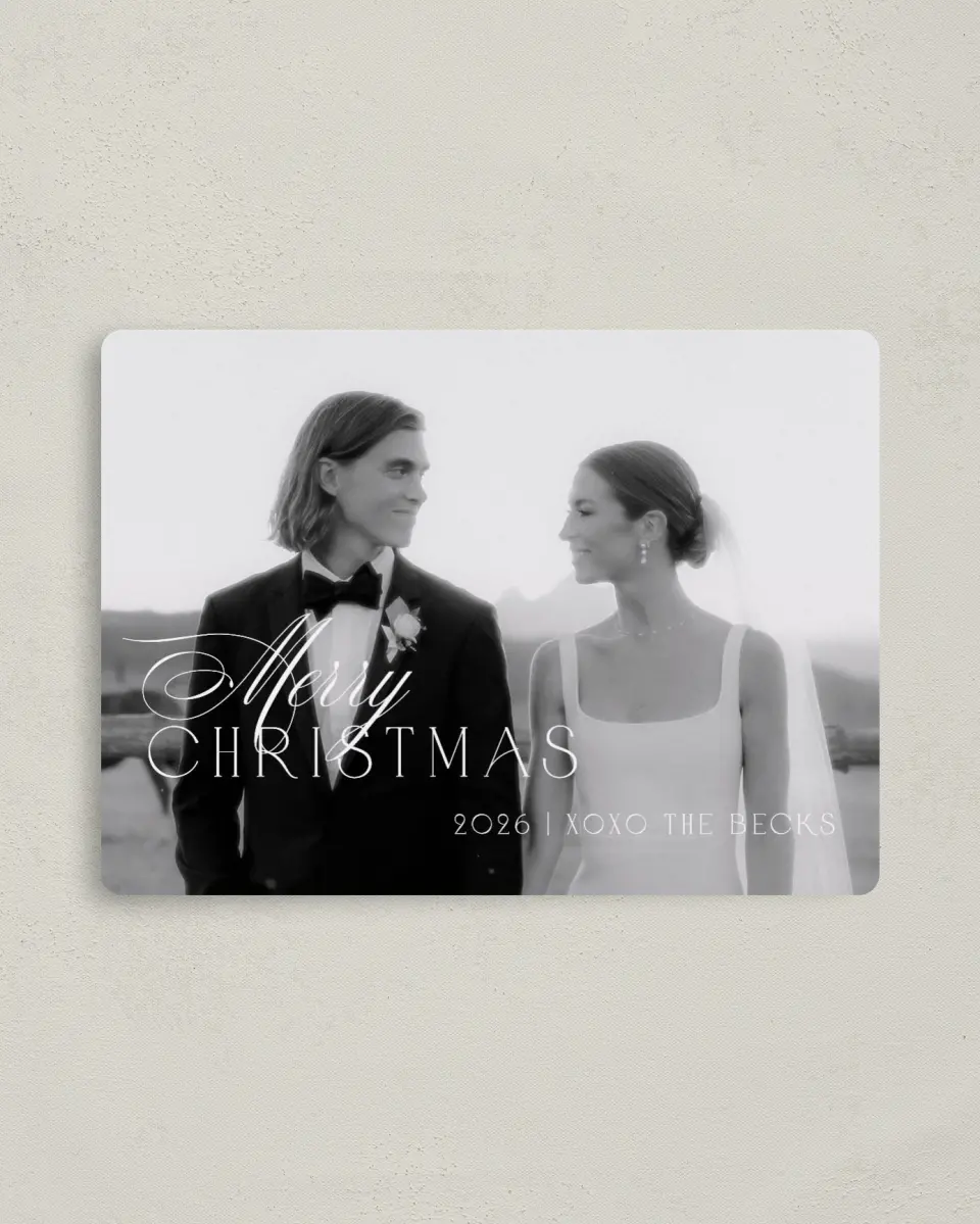 This is a 4" x 5½" Christmas Card called Smitten Holiday printed in full color with a Luxe Satin finish