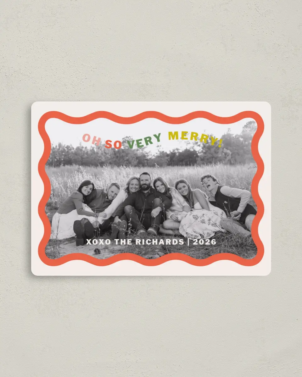 This is a 4" x 5½" Christmas Card called Oh So Very Merry printed in full color with a Luxe Satin finish