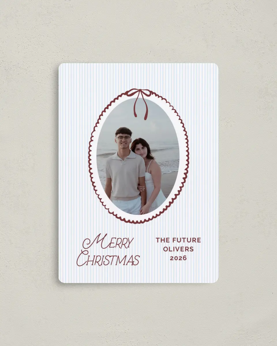 This is a 4" x 5½" Christmas Card called Vintage Holiday printed in full color with a Luxe Satin finish