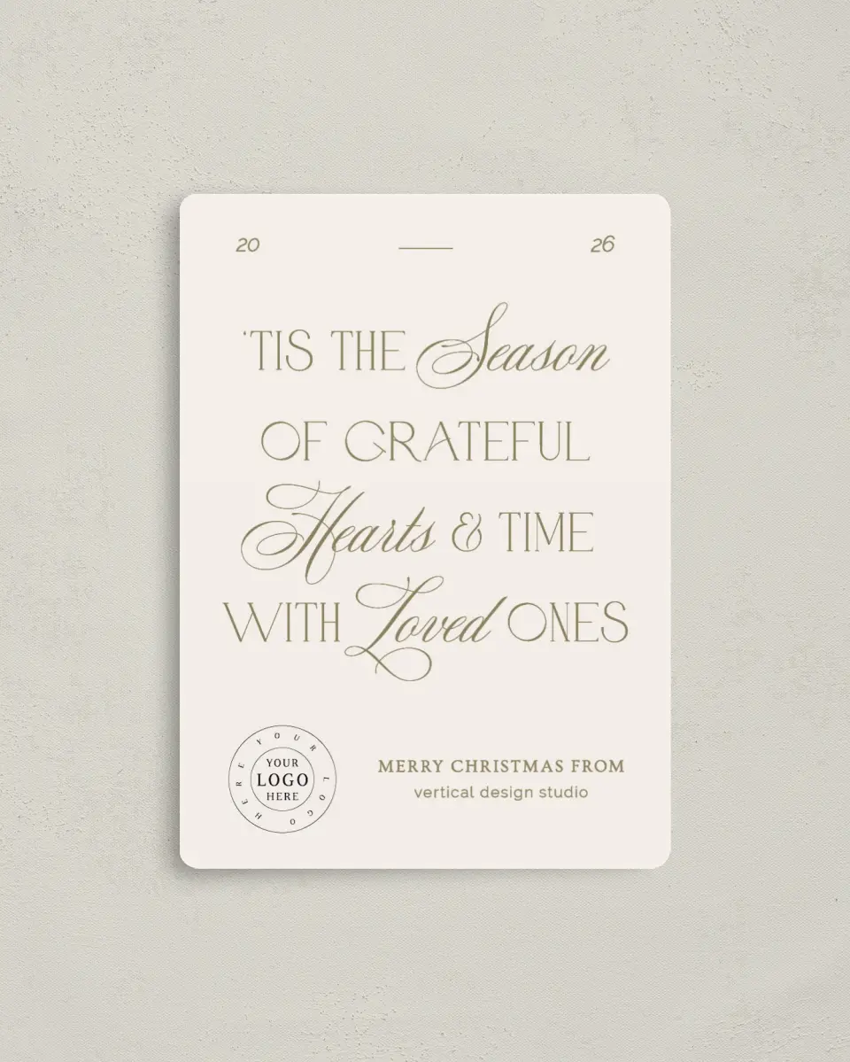 This is a 4" x 5½" Christmas Card called Gratitude Season printed in full color with a Luxe Satin finish