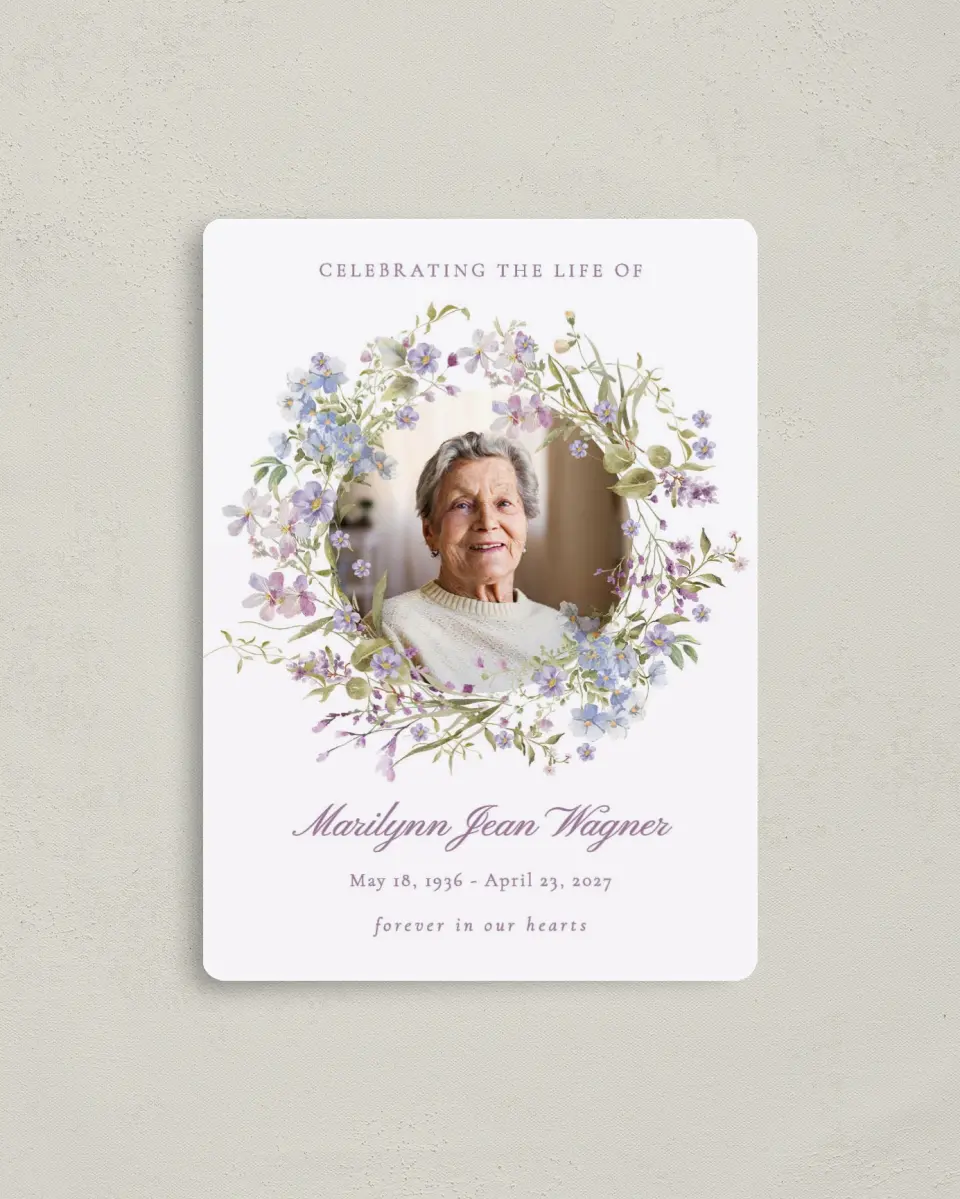 This is a 4" x 5½" Memorial Magnet called Forever Blooming printed in full color with a Luxe Satin finish