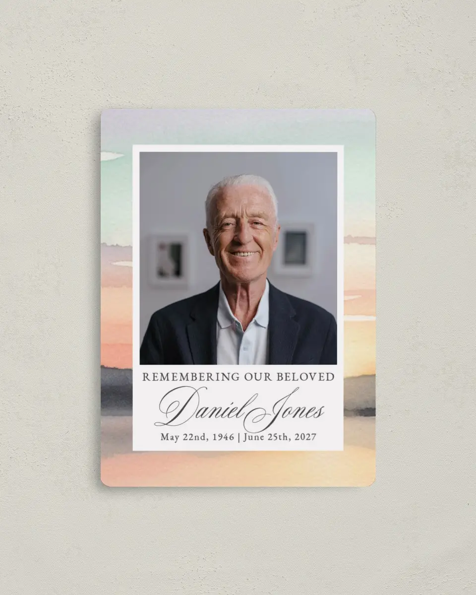This is a 4" x 5½" Memorial Magnet called Our Beloved printed in full color with a Luxe Satin finish