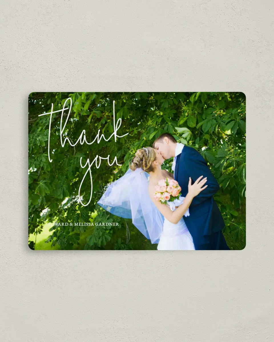 This is a 4" x 5½" Thank You Magnet called Sensibly Simple printed in full color with a Luxe Satin finish