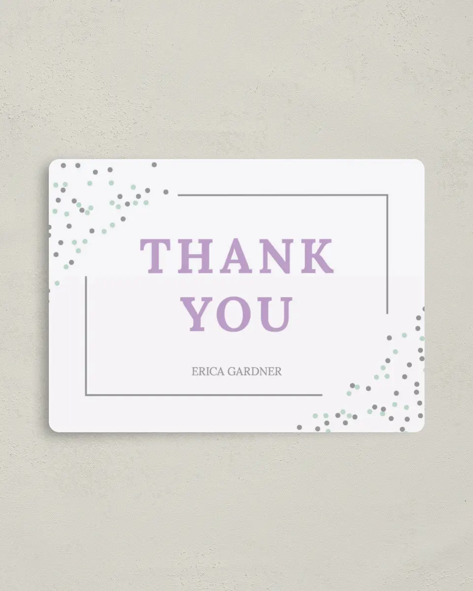 This is a 4" x 5½" Bridal Shower Invitation called Lovely Sprinkles printed in full color with Silver foil and a Luxe Satin finish