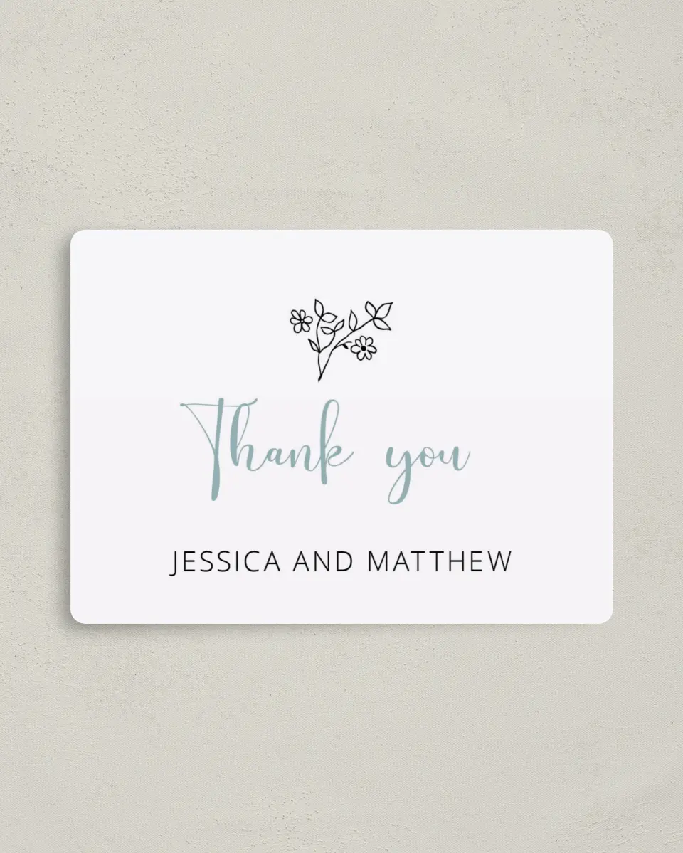 This is a 4" x 5½" Thank You Magnet called Cool Blooms printed in full color with a Luxe Satin finish