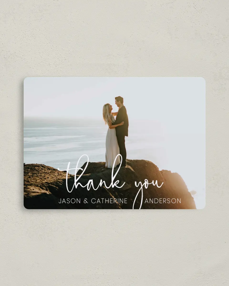 This is a 4" x 5½" Thank You Magnet called Enchanting Sea printed in full color with a Luxe Satin finish