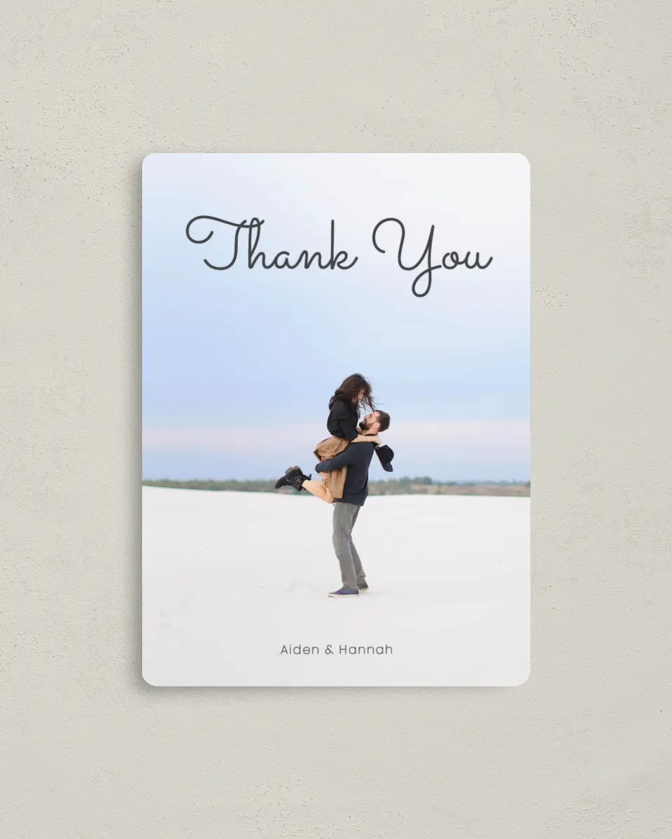 This is a 4" x 5½" Thank You Magnet called Watercolor Rapture printed in full color with a Luxe Satin finish