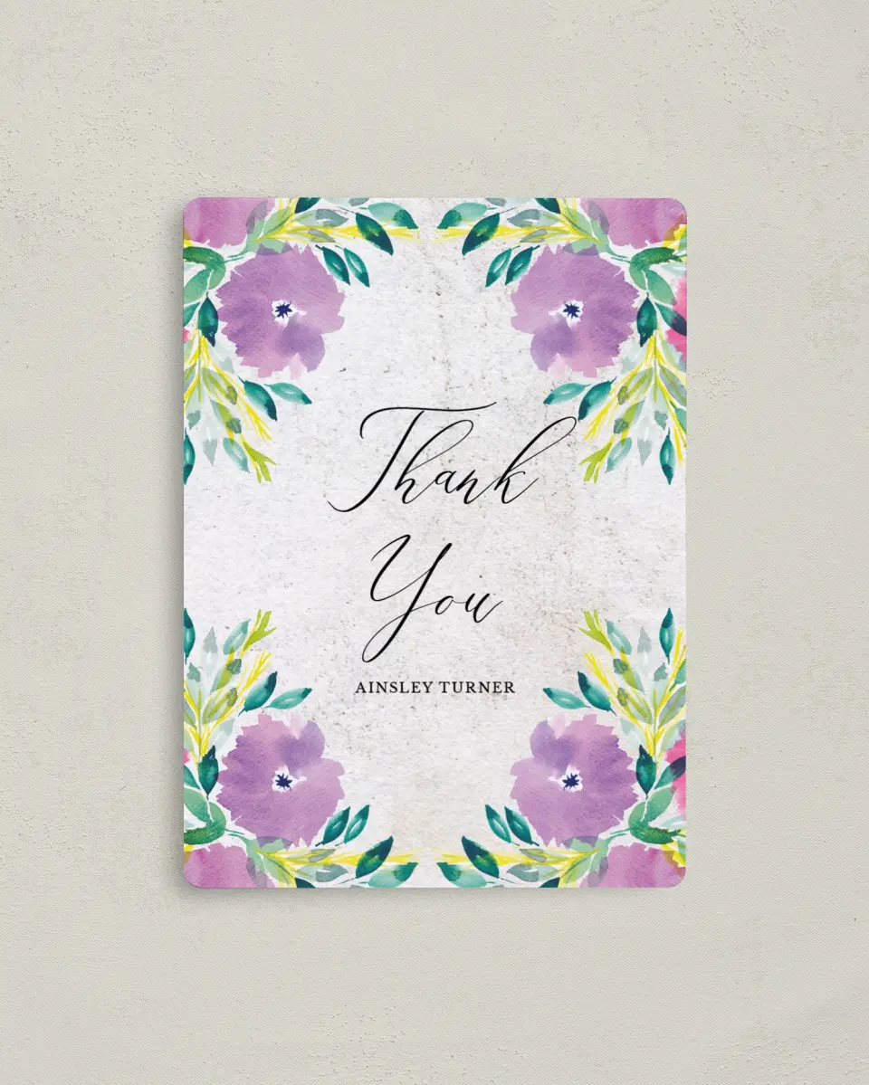 This is a 4" x 5½" Newlywed called Wild Blooms printed in full color with a Luxe Satin finish