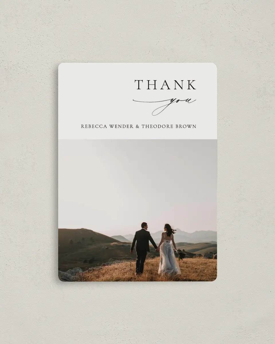 This is a 4" x 5½" Thank You Magnet called Simply Elegant printed in full color with a Luxe Satin finish