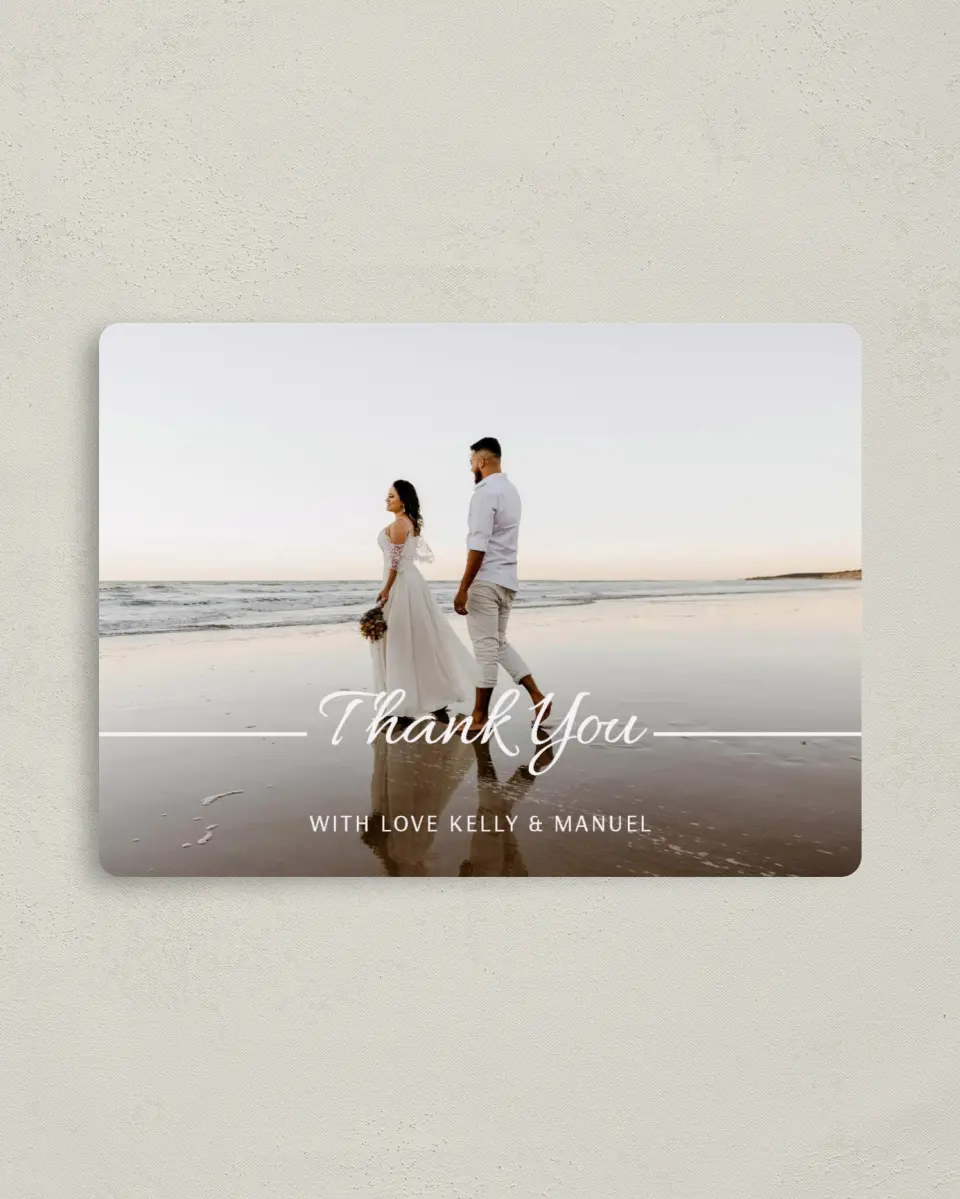 This is a 4" x 5½" Thank You Magnet called Expansive Line printed in full color with a Luxe Satin finish