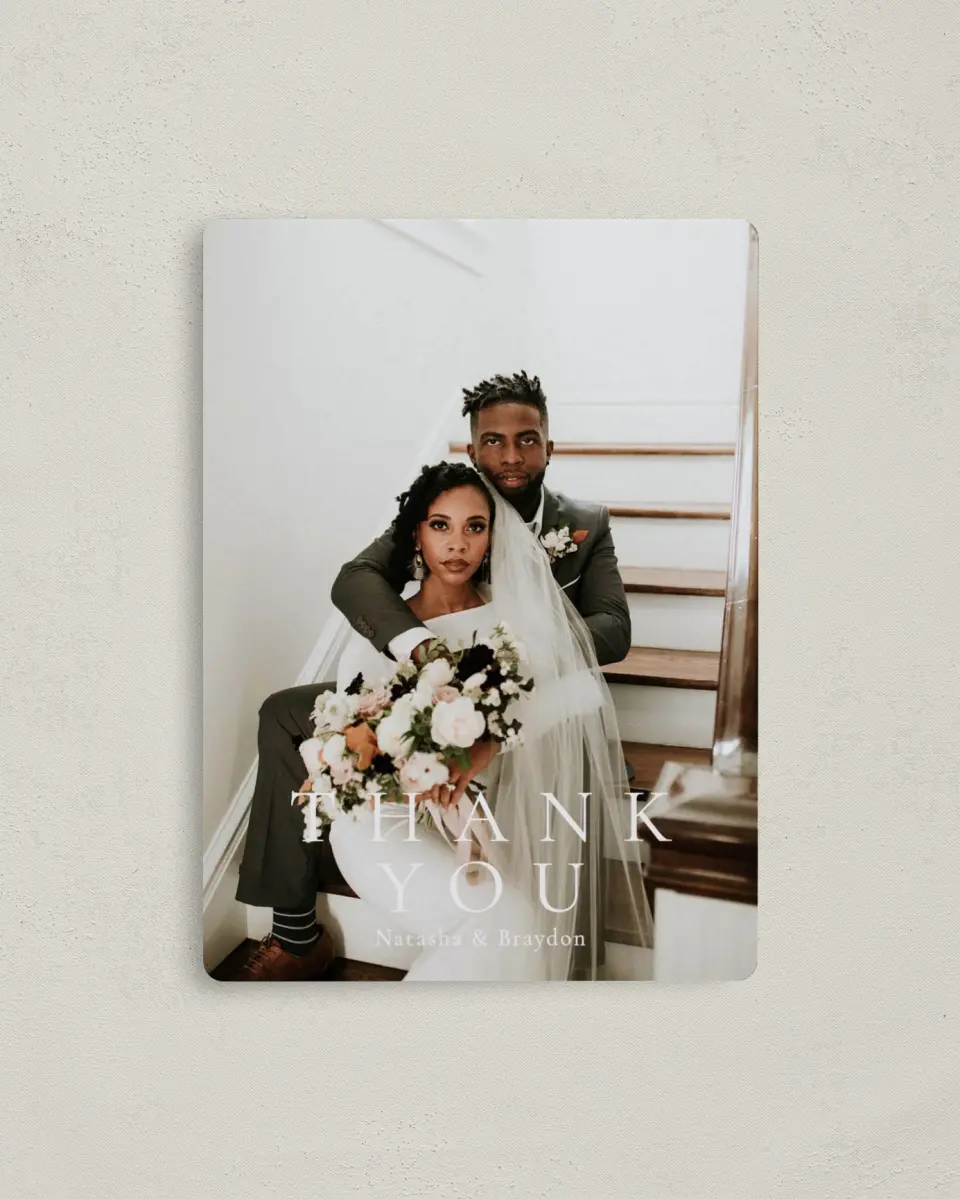 This is a 4" x 5½" Thank You Magnet called Timeless Order printed in full color with a Luxe Satin finish