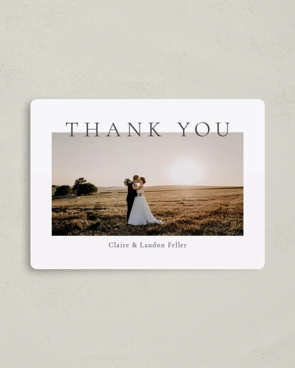 This is a 4" x 5½" Thank You Magnet called Majestic Love printed in full color with a Luxe Satin finish