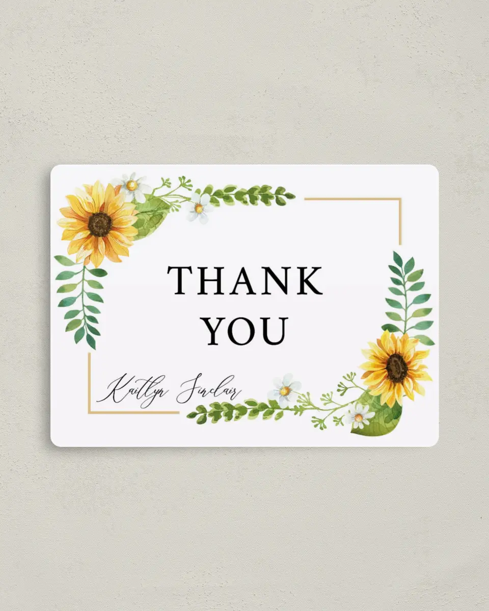 This is a 4" x 5½" Newlywed called Sunflower Shower printed in full color with a Luxe Satin finish