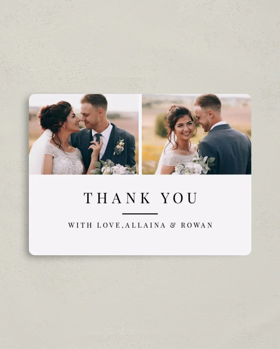 This is a 4" x 5½" Thank You Magnet called Pure Devotion printed in full color with a Luxe Satin finish