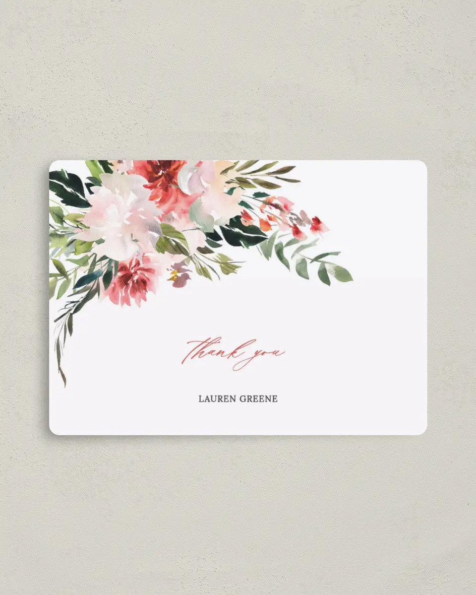 This is a 4" x 5½" Newlywed called Blooming Brunch printed in full color with a Luxe Satin finish