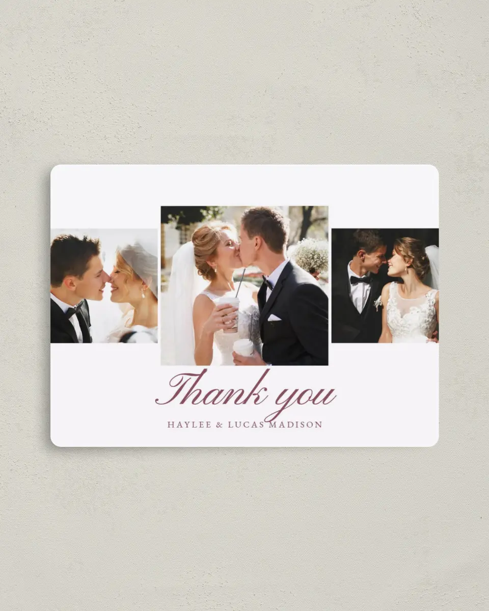 This is a 4" x 5½" Thank You Magnet called Quietly Quaint printed in full color with a Luxe Satin finish
