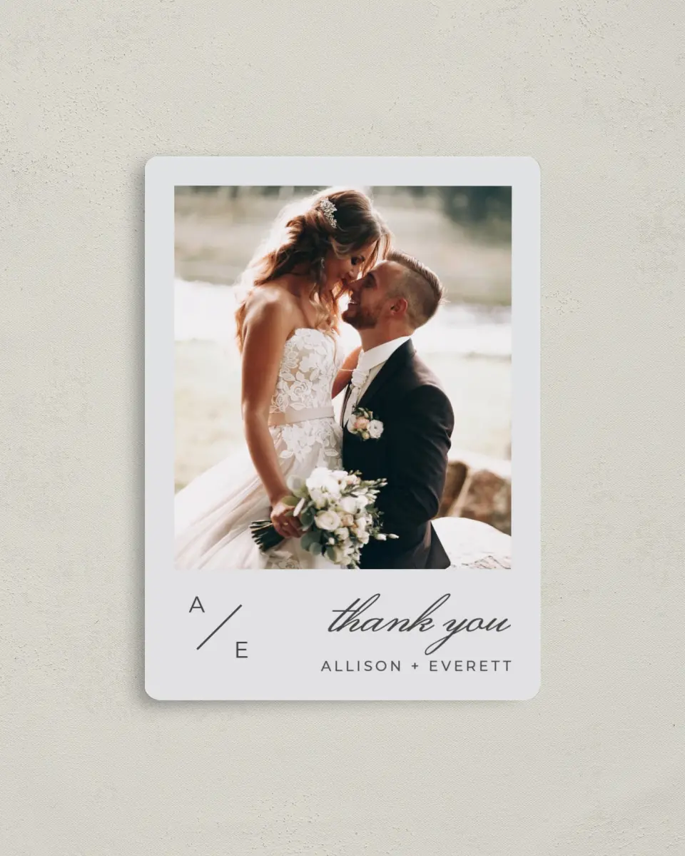 This is a 4" x 5½" Thank You Magnet called Initial Hush printed in full color with a Luxe Satin finish