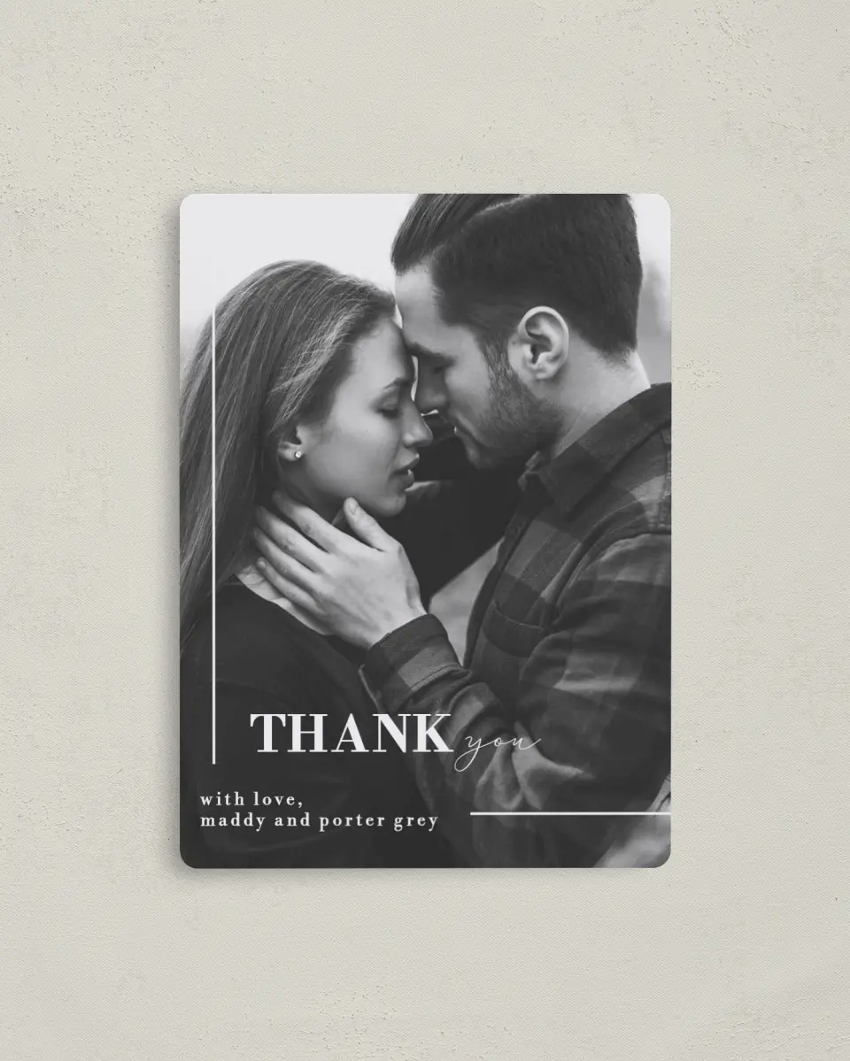 This is a 4" x 5½" Thank You Magnet called For Eternity printed in full color with a Luxe Satin finish