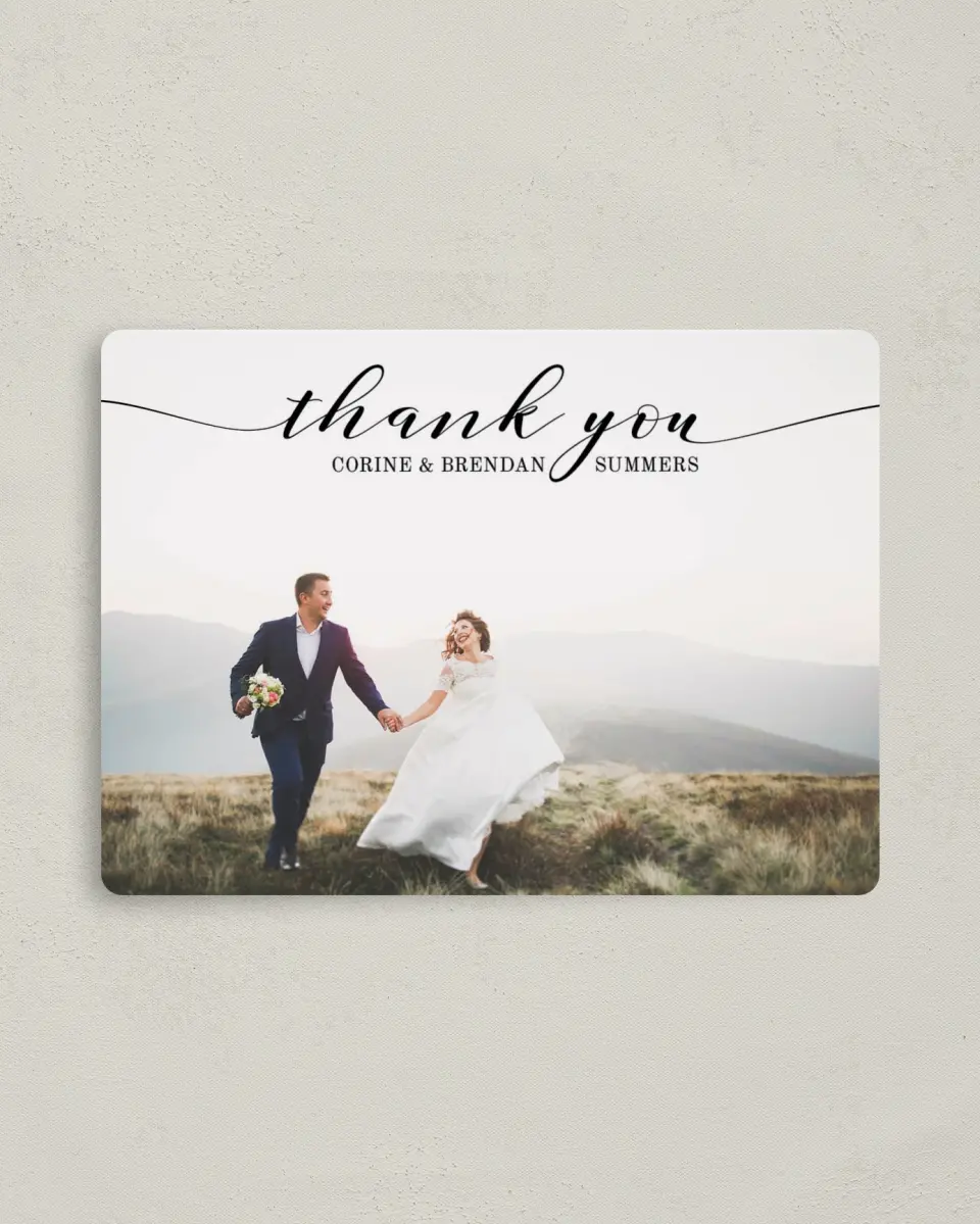This is a 4" x 5½" Thank You Magnet called Classy Type printed in full color with a Luxe Satin finish