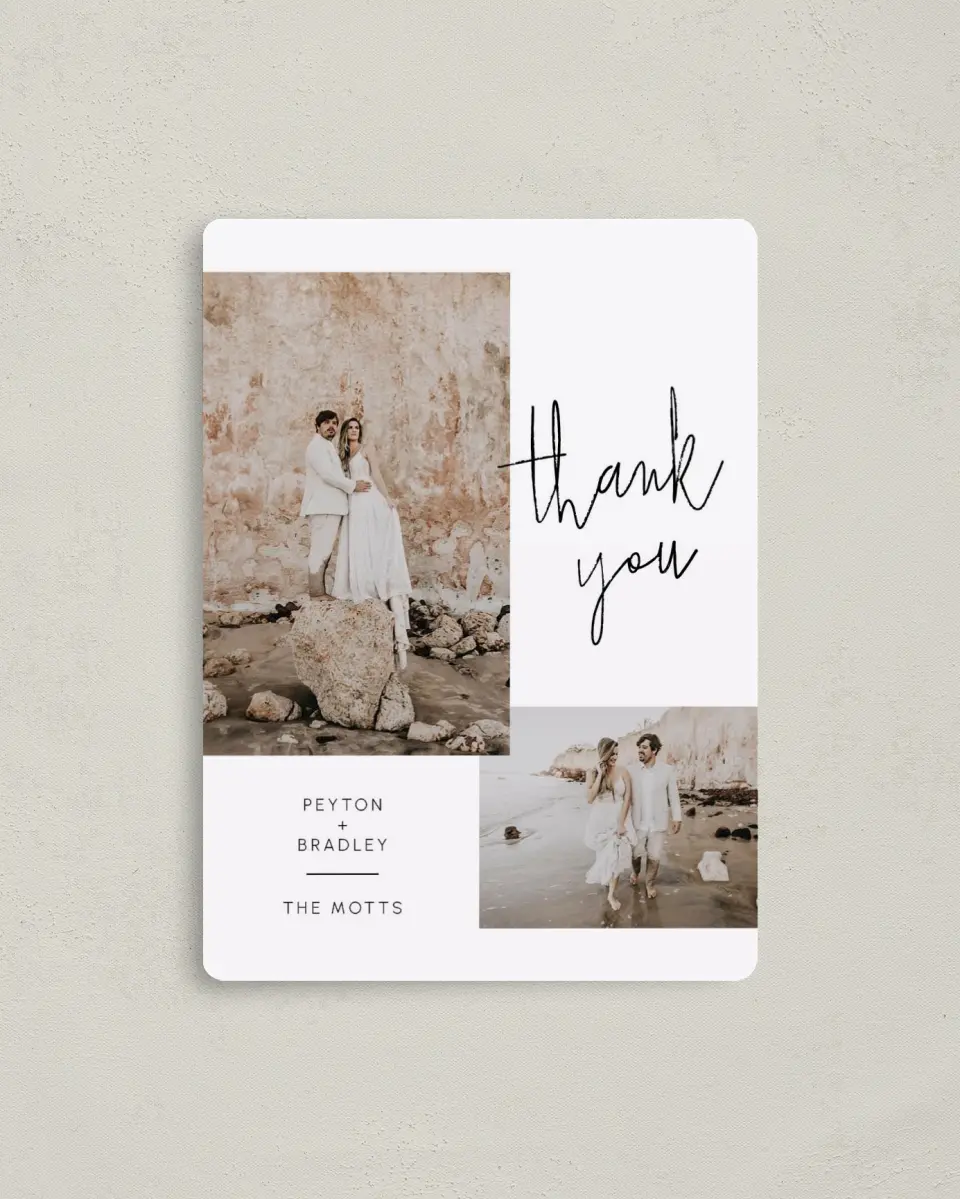 This is a 4" x 5½" Thank You Magnet called Mod Aesthetic printed in full color with a Luxe Satin finish