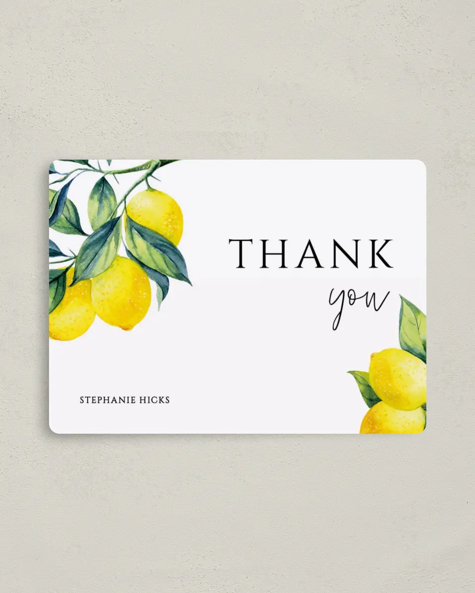 This is a 4" x 5½" Newlywed called Main Squeeze printed in full color with a Luxe Satin finish