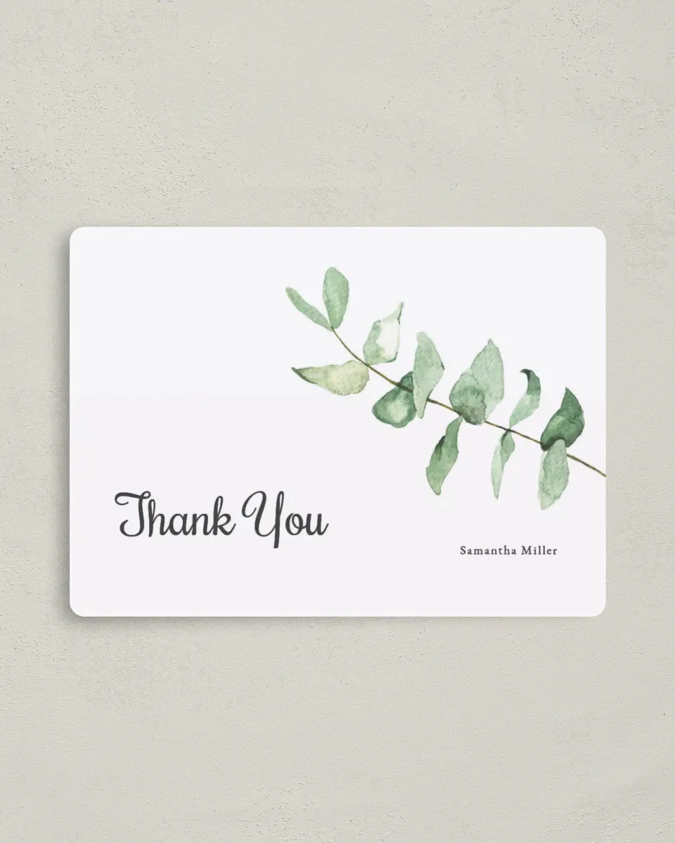 This is a 4" x 5½" Newlywed called Shower Leaf printed in full color with a Luxe Satin finish