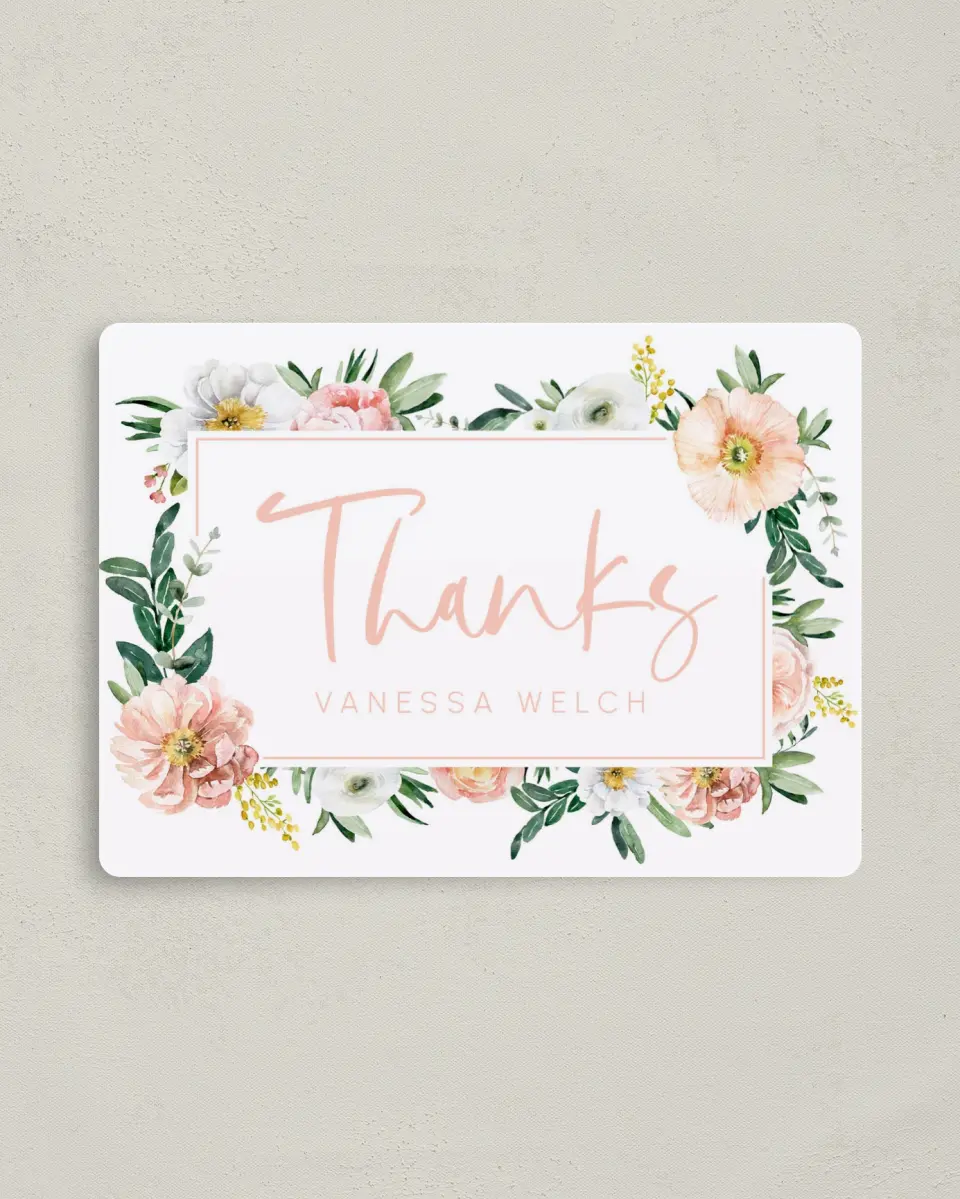 This is a 4" x 5½" Newlywed called Pink Blossoms printed in full color with a Luxe Satin finish