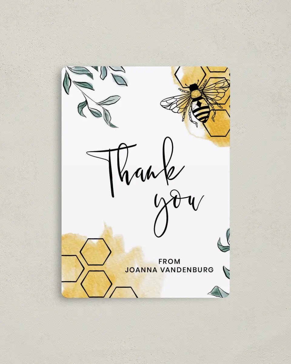 This is a 4" x 5½" Graduation Thank You Magnet called Mama to Bee printed in full color with a Luxe Satin finish