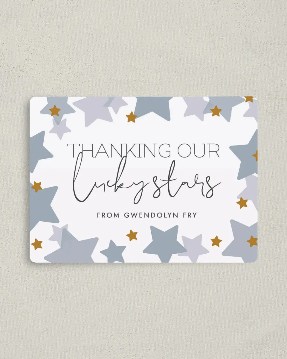 This is a 4" x 5½" Graduation Thank You Magnet called Little Twinkle printed in full color with a Luxe Satin finish