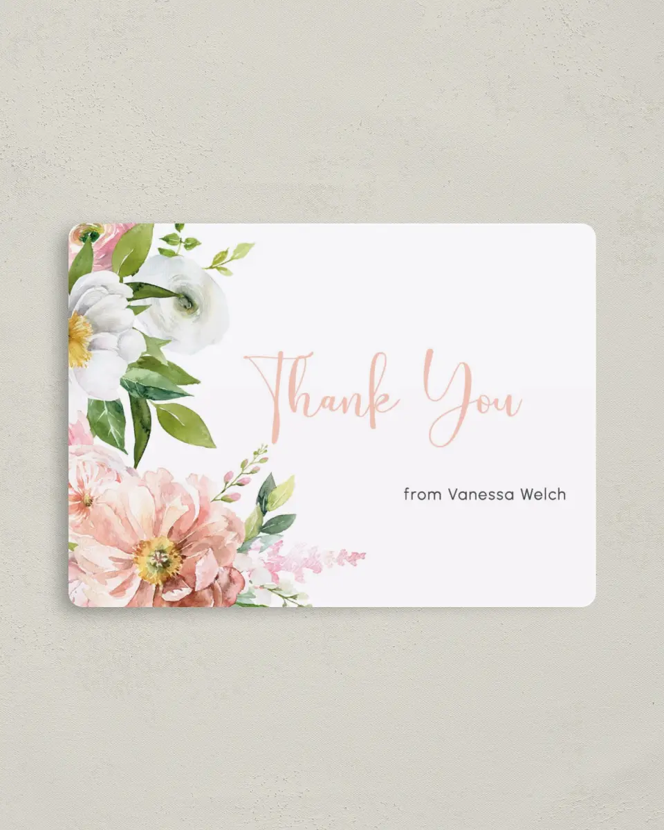 This is a 4" x 5½" Graduation Thank You Magnet called Blossoming Baby printed in full color with a Luxe Satin finish