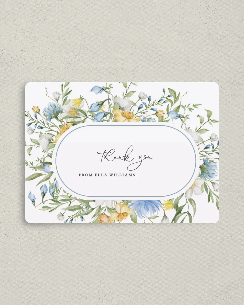 This is a 4" x 5½" Graduation Thank You Magnet called Baby in Bloom printed in full color with a Luxe Satin finish