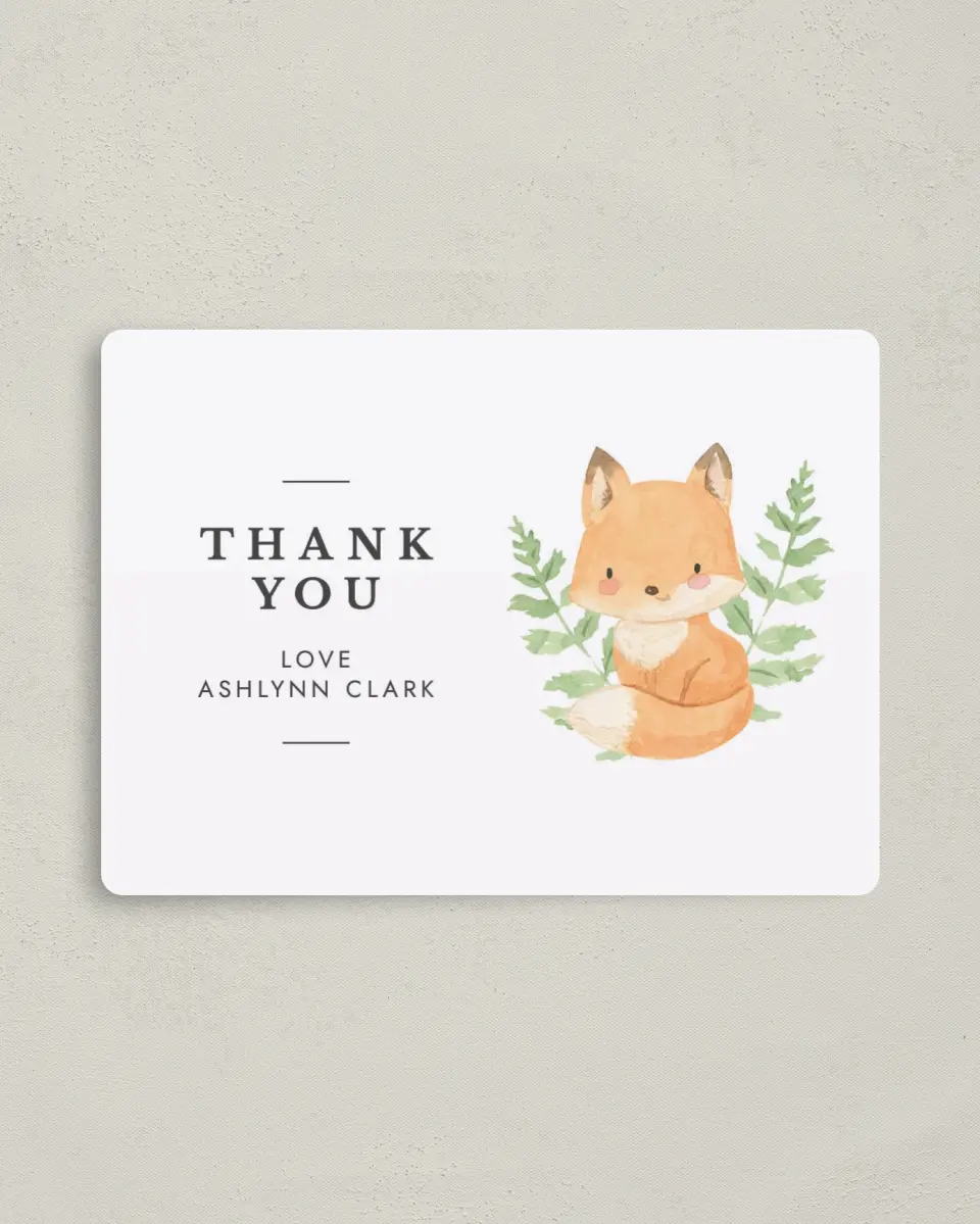 This is a 4" x 5½" Graduation Thank You Magnet called Baby Fox printed in full color with a Luxe Satin finish