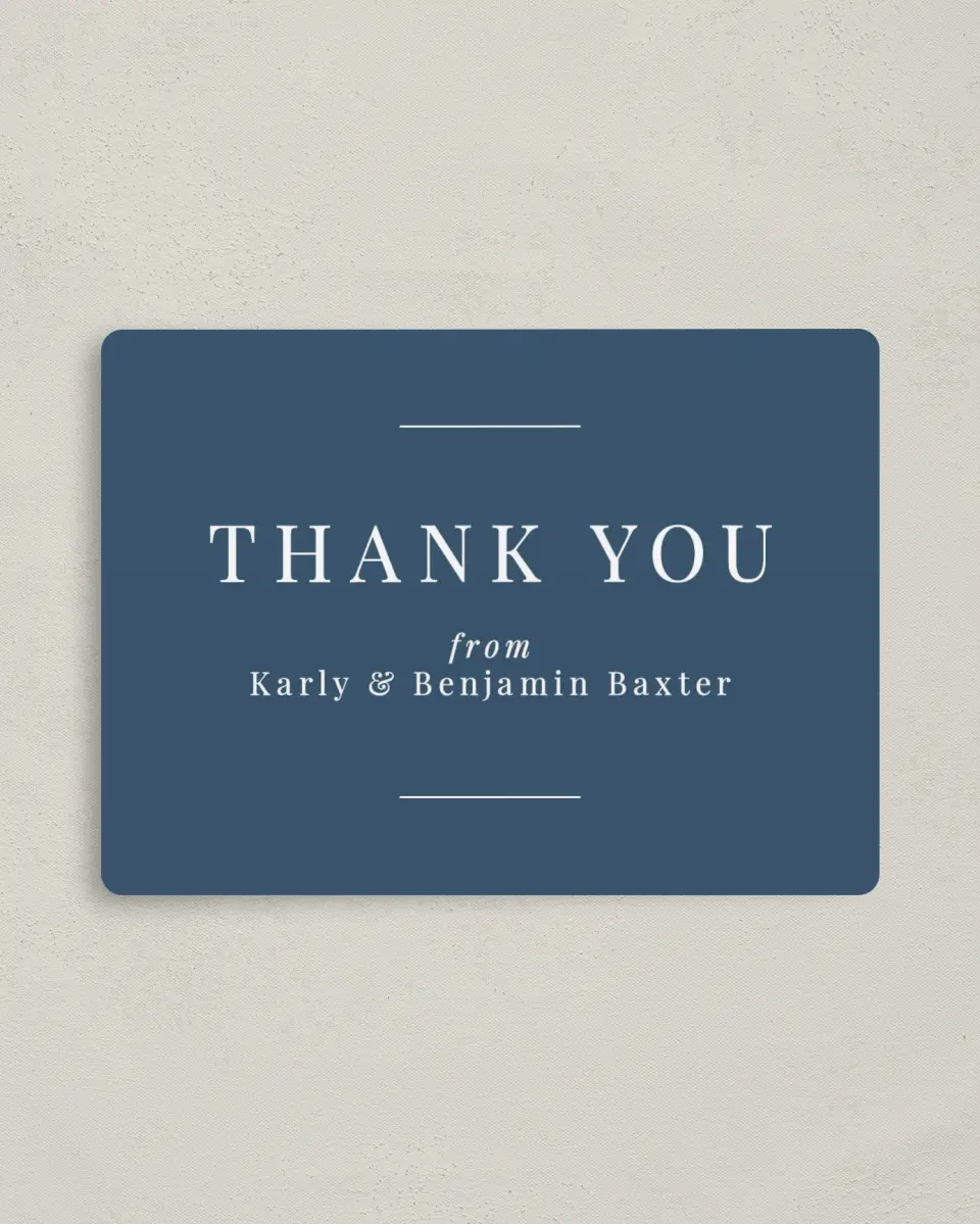 This is a 4" x 5½" Graduation Thank You Magnet called Simple Soiree printed in full color with a Luxe Satin finish