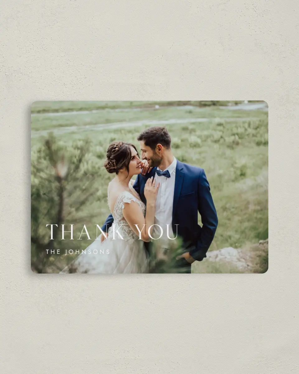 This is a 4" x 5½" Thank You Magnet called Spacious Idea printed in full color with a Luxe Satin finish