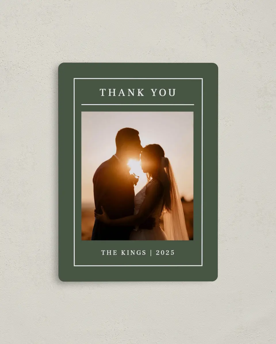 This is a 4" x 5½" Thank You Magnet called Magnificent Margin printed in full color with a Luxe Satin finish