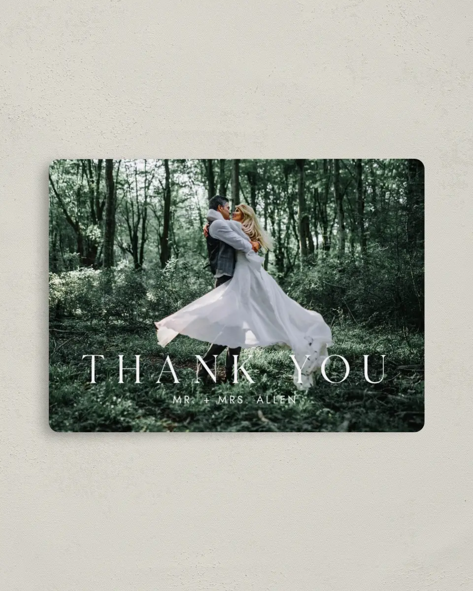 This is a 4" x 5½" Thank You Magnet called Stacked Pair printed in full color with a Luxe Satin finish