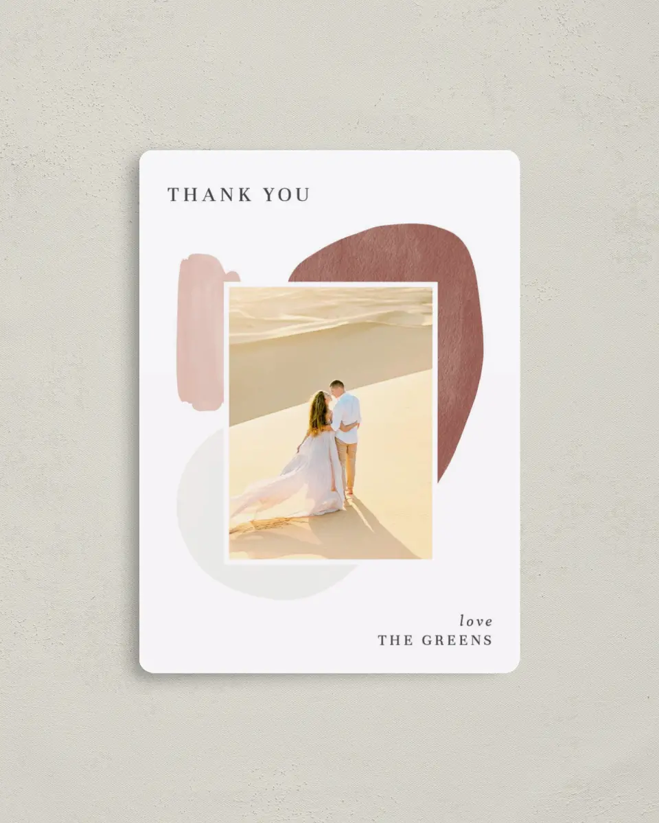This is a 4" x 5½" Thank You Magnet called Mod Paint printed in full color with a Luxe Satin finish