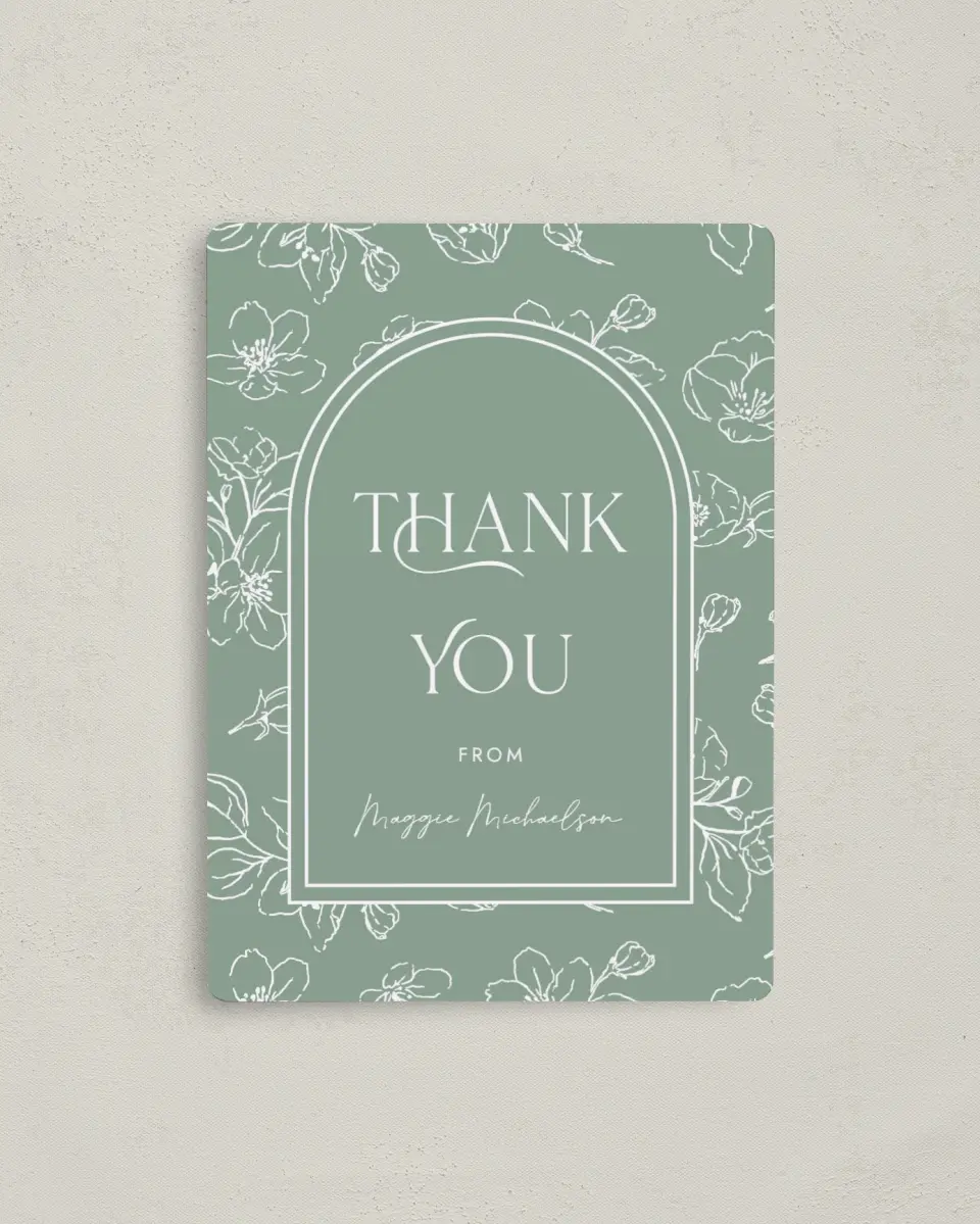 This is a 4" x 5½" Graduation Thank You Magnet called Joyous Blooms printed in full color with a Luxe Satin finish