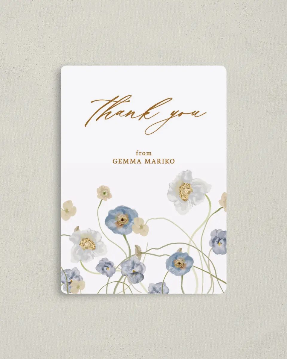 This is a 4" x 5½" Graduation Thank You Magnet called Wildflower Baby printed in full color with a Luxe Satin finish