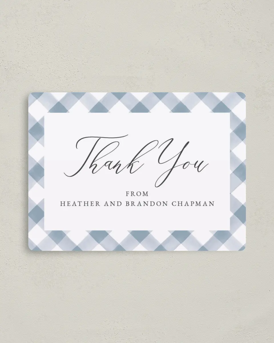 This is a 4" x 5½" Graduation Thank You Magnet called Checked Frame printed in full color with a Luxe Satin finish