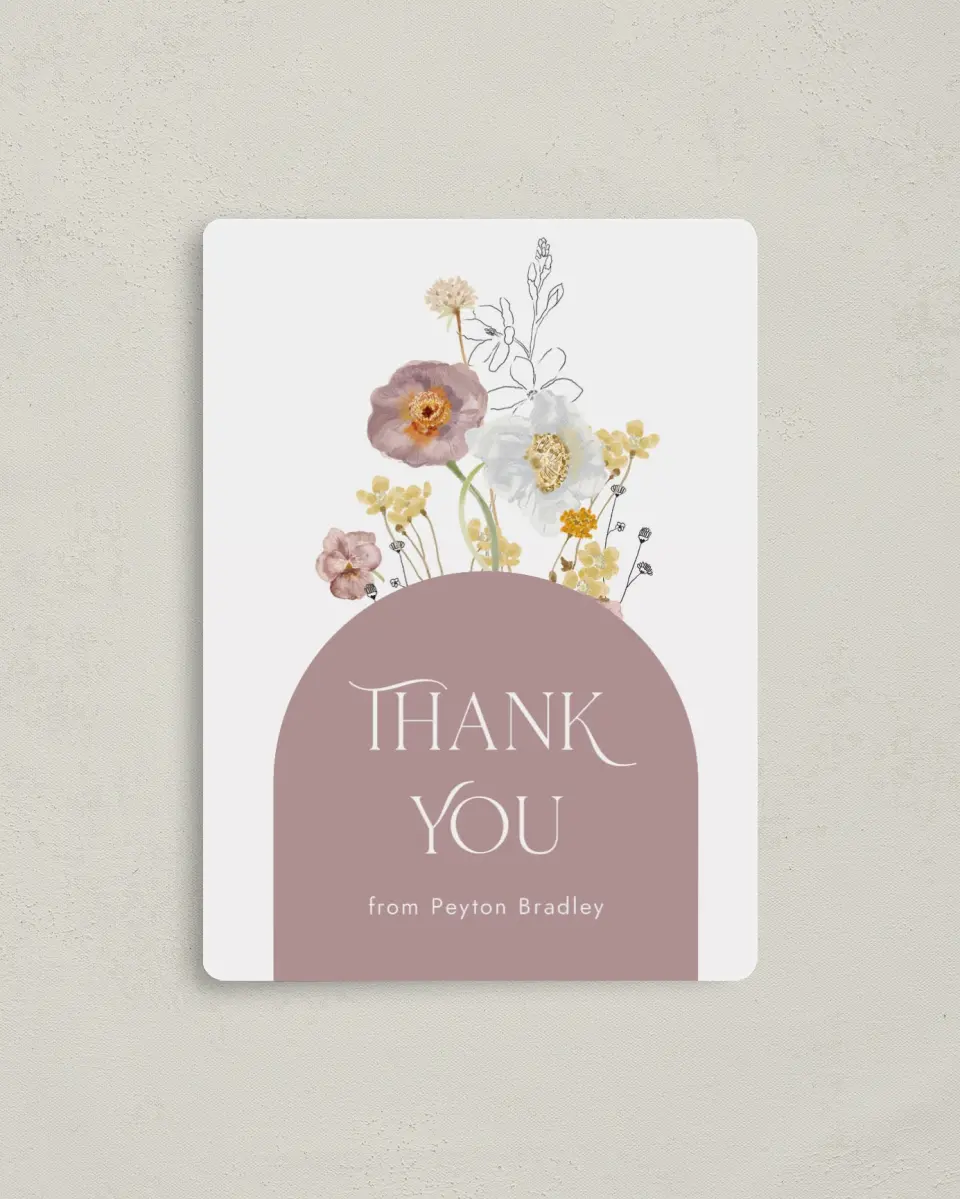 This is a 4" x 5½" Graduation Thank You Magnet called Little Wildflower printed in full color with a Luxe Satin finish