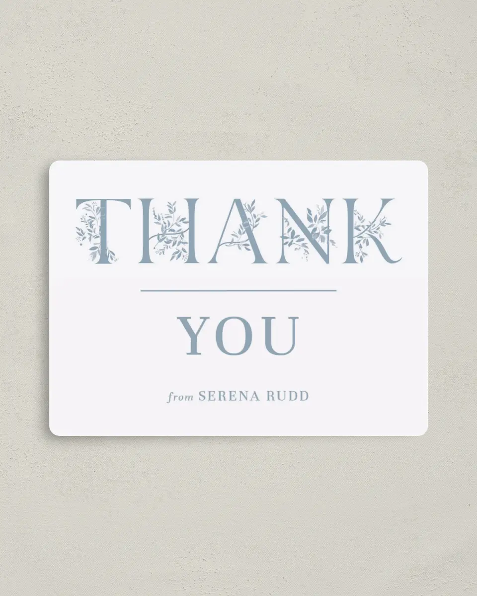 This is a 4" x 5½" Graduation Thank You Magnet called Floral Boy printed in full color with a Luxe Satin finish