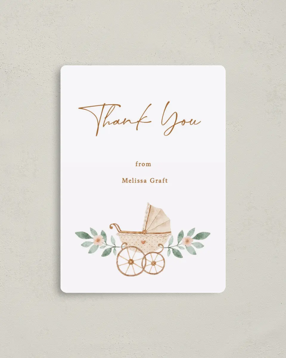 This is a 4" x 5½" Graduation Thank You Magnet called Petite Carriage printed in full color with a Luxe Satin finish